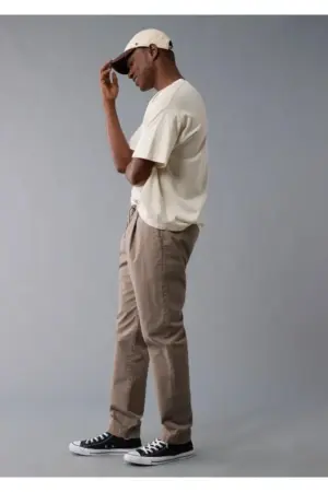 بنطلون سهل الارتداء بخصر مطاطي وطيات